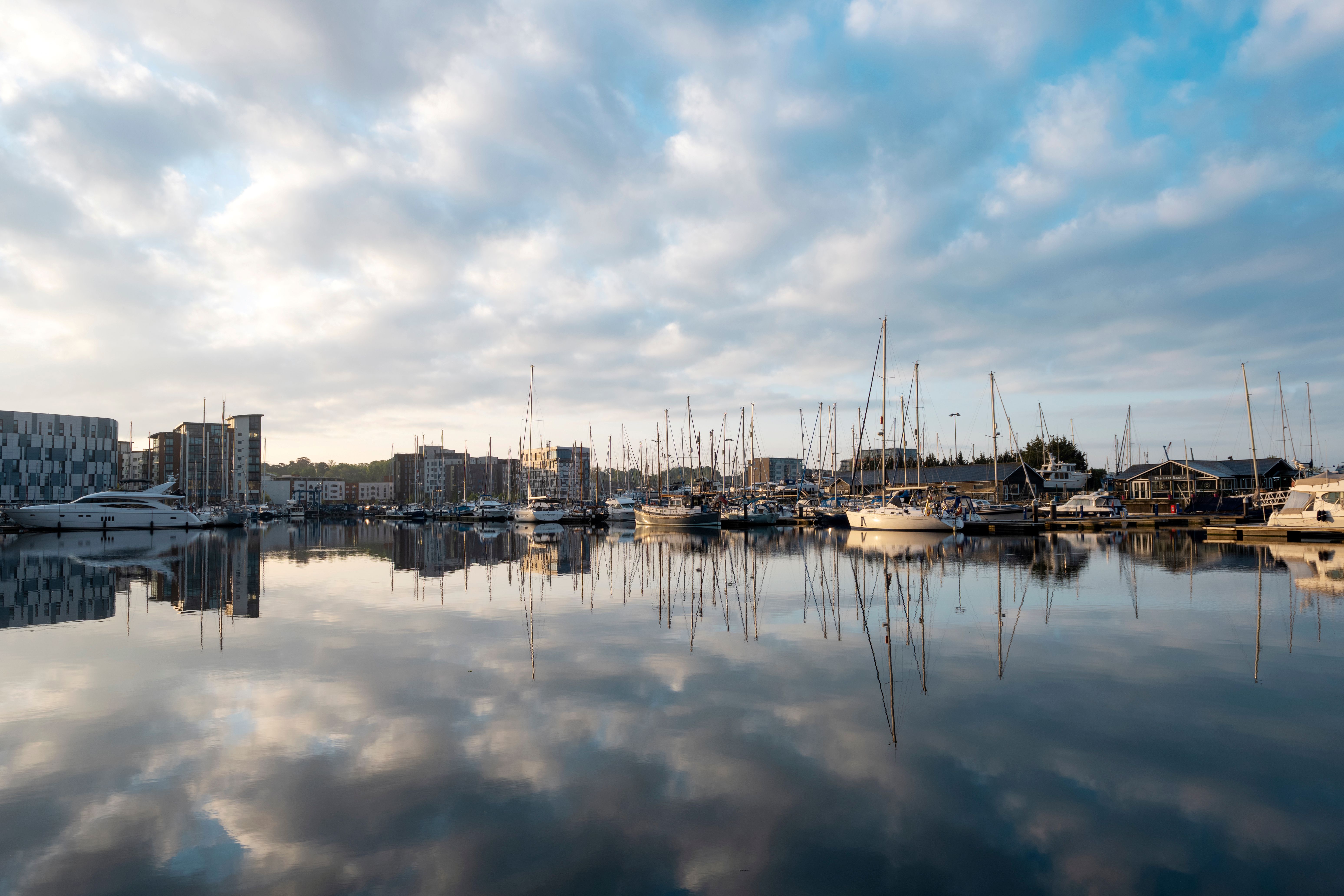 A dock full of sailboats at the iconic Waterfront in Ipswich.