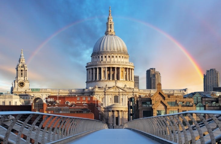 St Pauls Cathedral with rainbow London