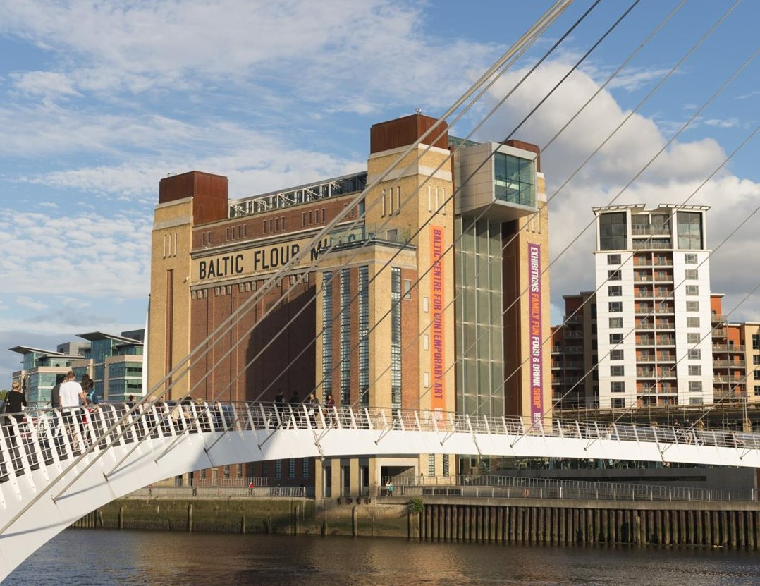 Newcastle’s famous Gateshead Millennium bridge over the River Tyne.
