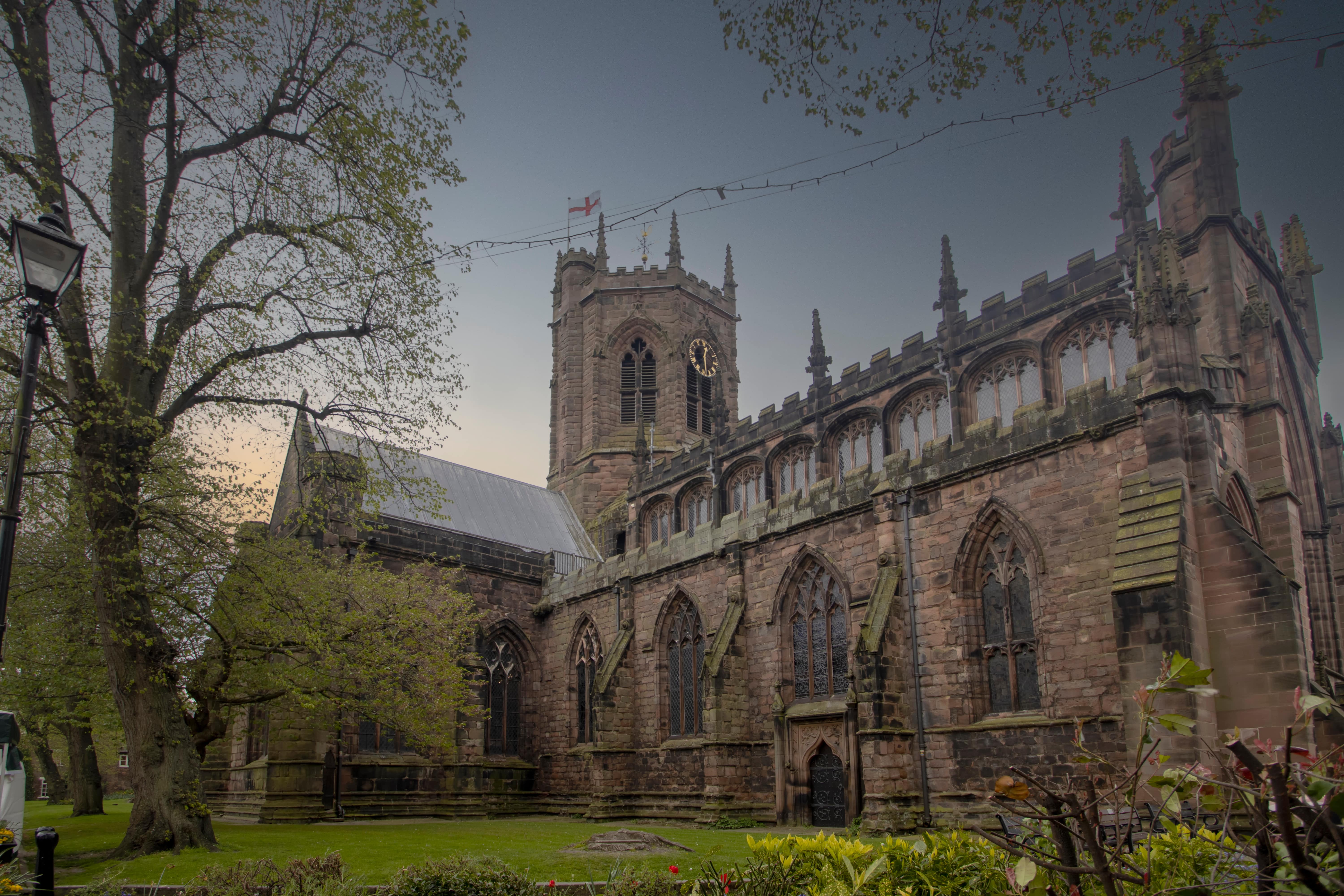 a large stone building with towers