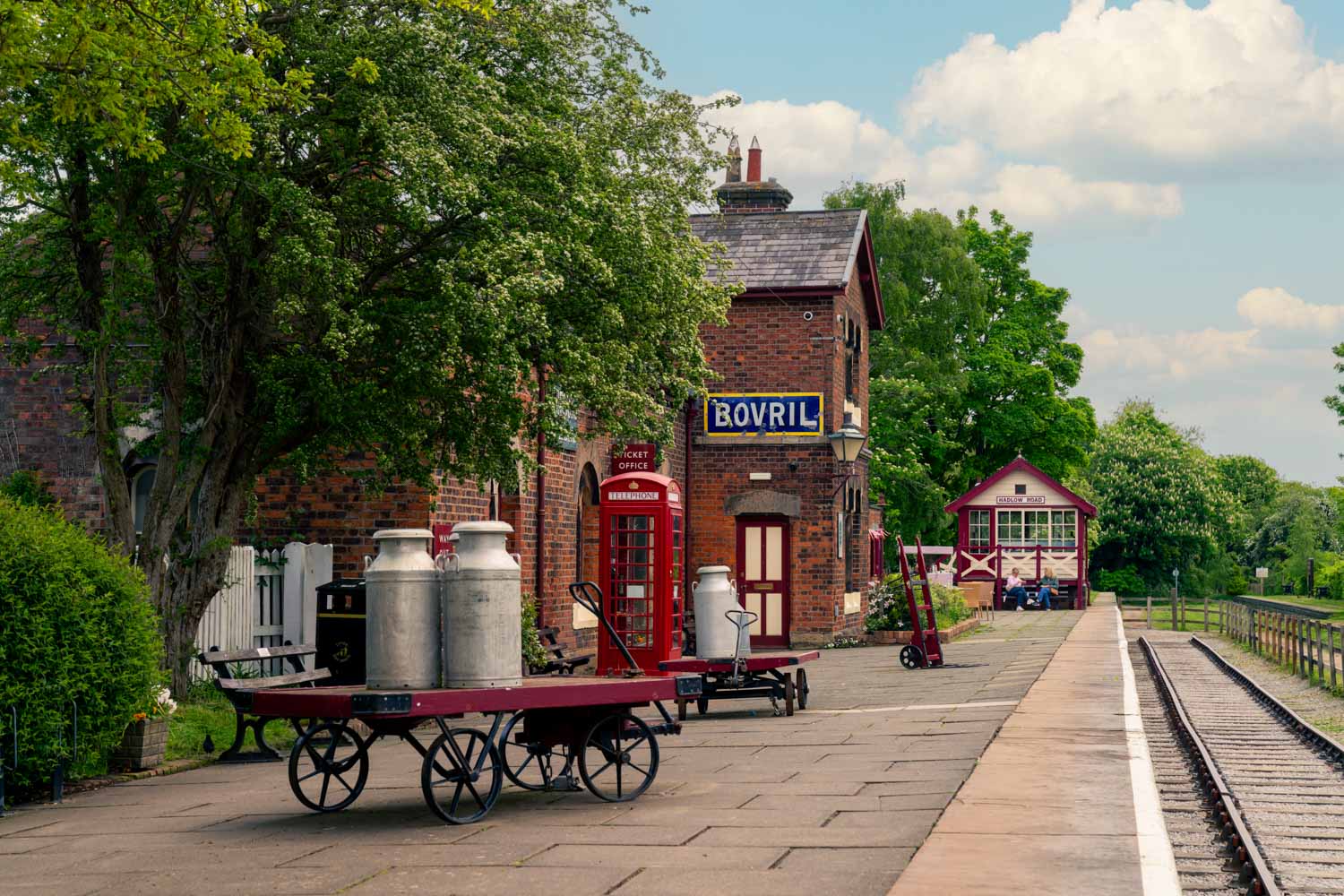 A view of the platform and track at Hadlow Road Railway Station.