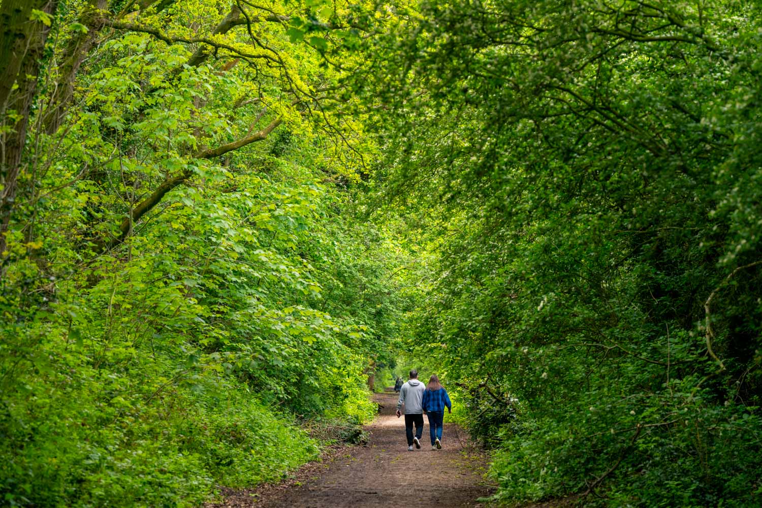 A couple walking in Wirral Country Park.