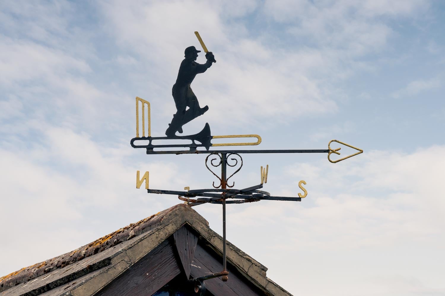 The weathervane at Bramhall Cricket Club.