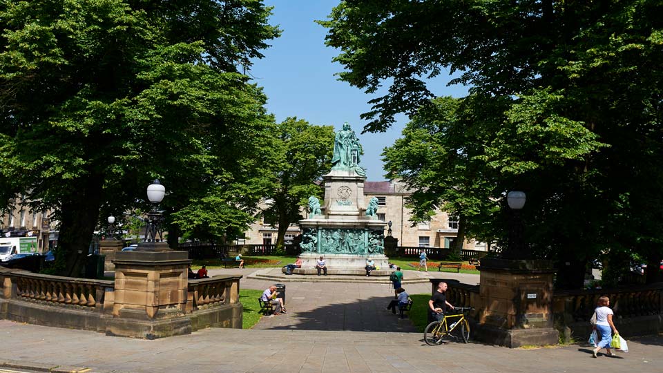a fountain in a park