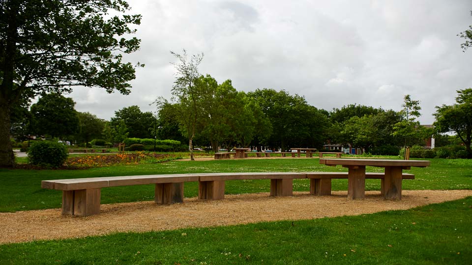 a bench in a park