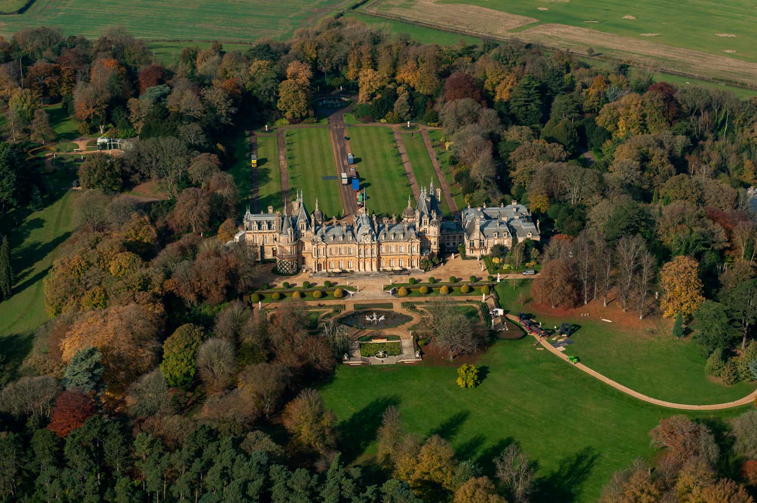 a large estate surrounded by trees