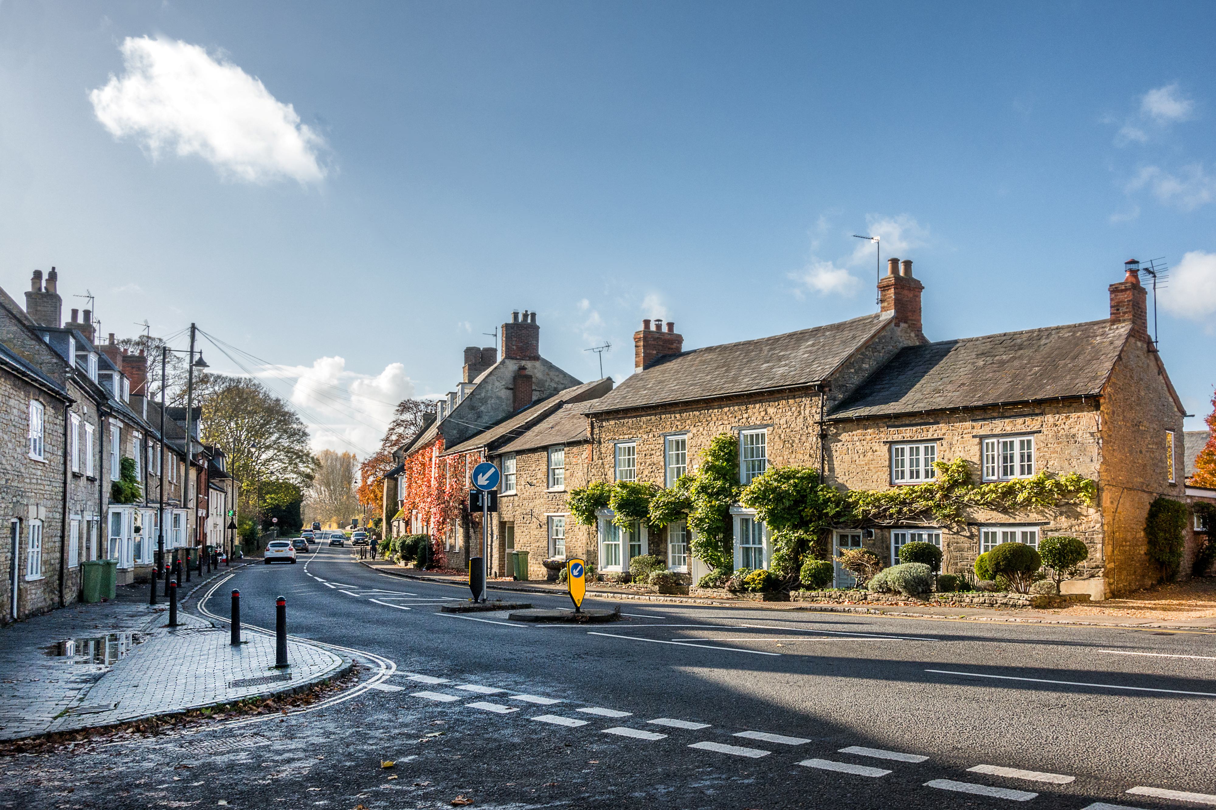 A street scene in the town of Olney in Buckinghamshire