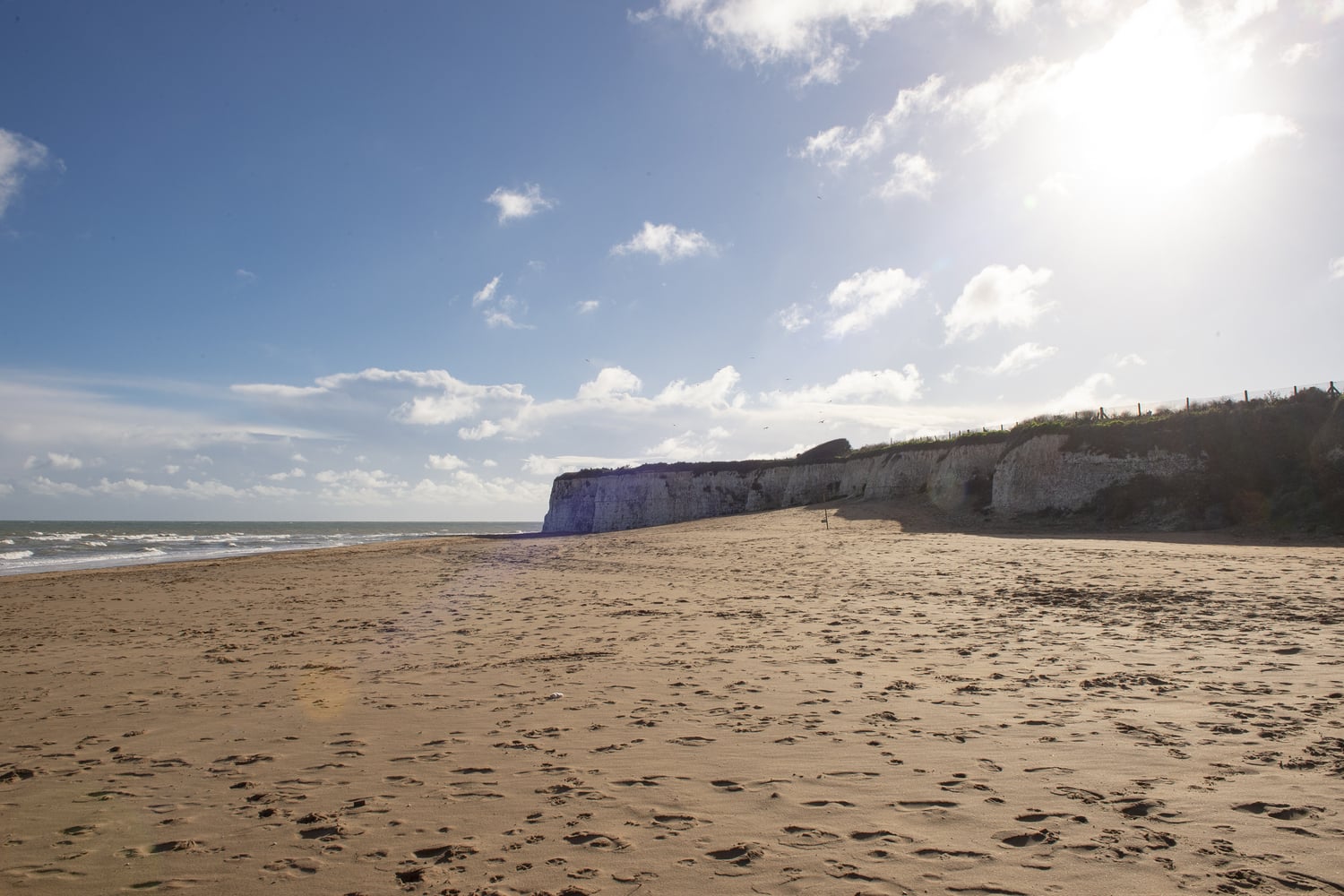 The beach and cliffs in Broadstairs, Kent.