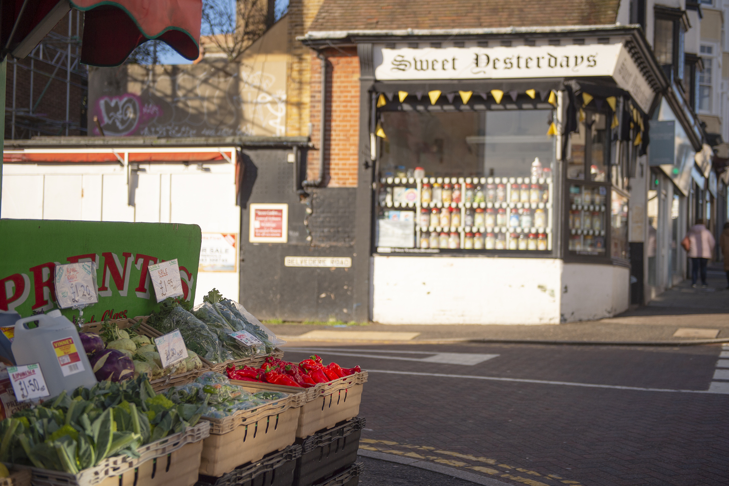 Local greengrocers and shops in Broadstairs, Kent.