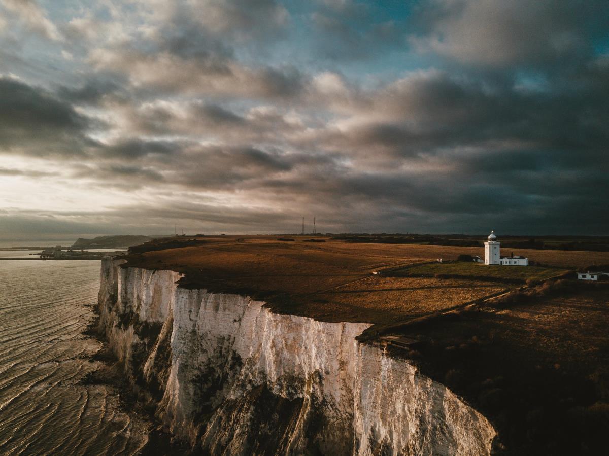 A birds-eye view of the White Cliffs of Dover