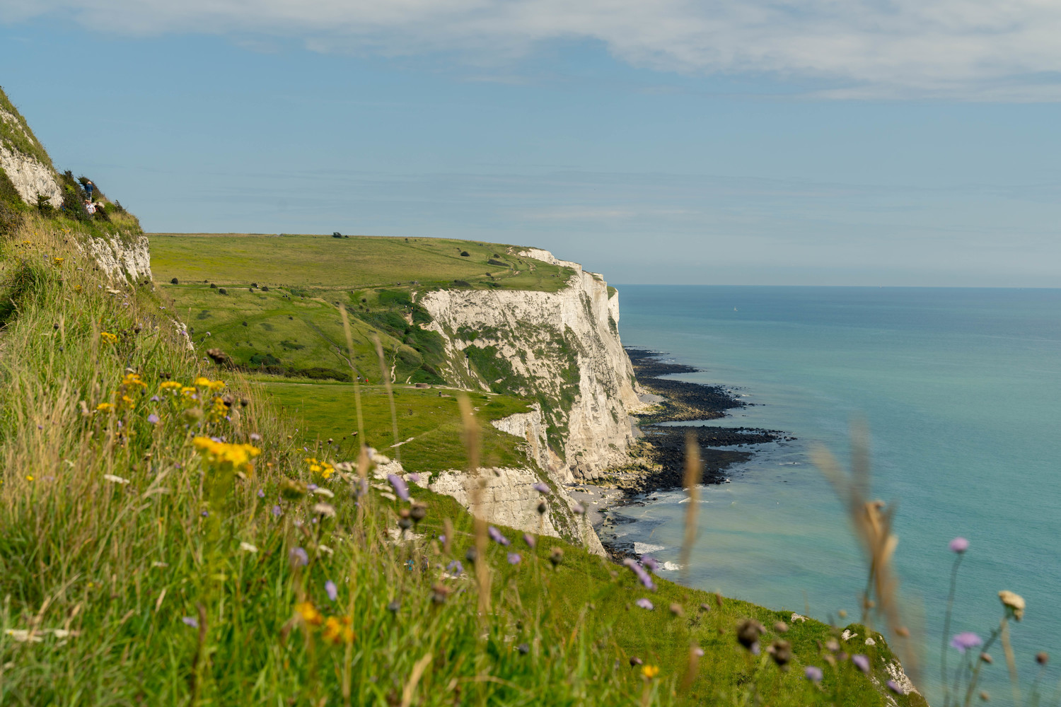 View overlooking the sea and the white cliffs of Dover.