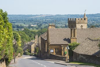 A street scene with a beautiful view in Chipping Norton, Oxfordshire.
