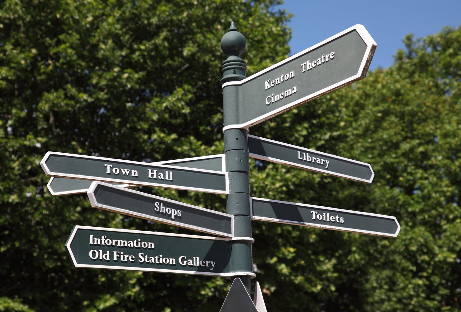 a pole with many signs on it