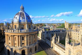 An aerial view of the Bodleian Library and All Souls College in Oxfordshire.