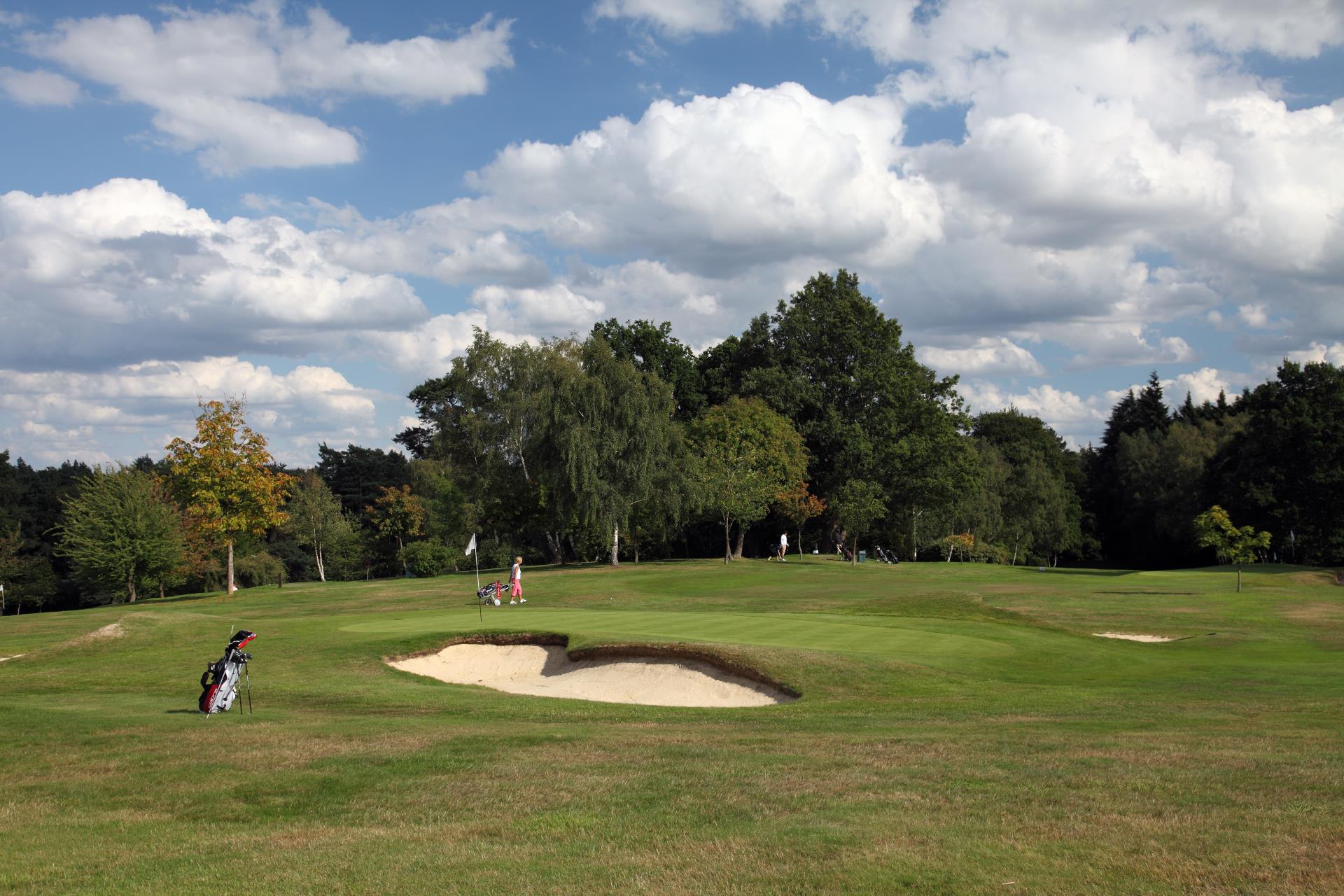 golfing on a golf course