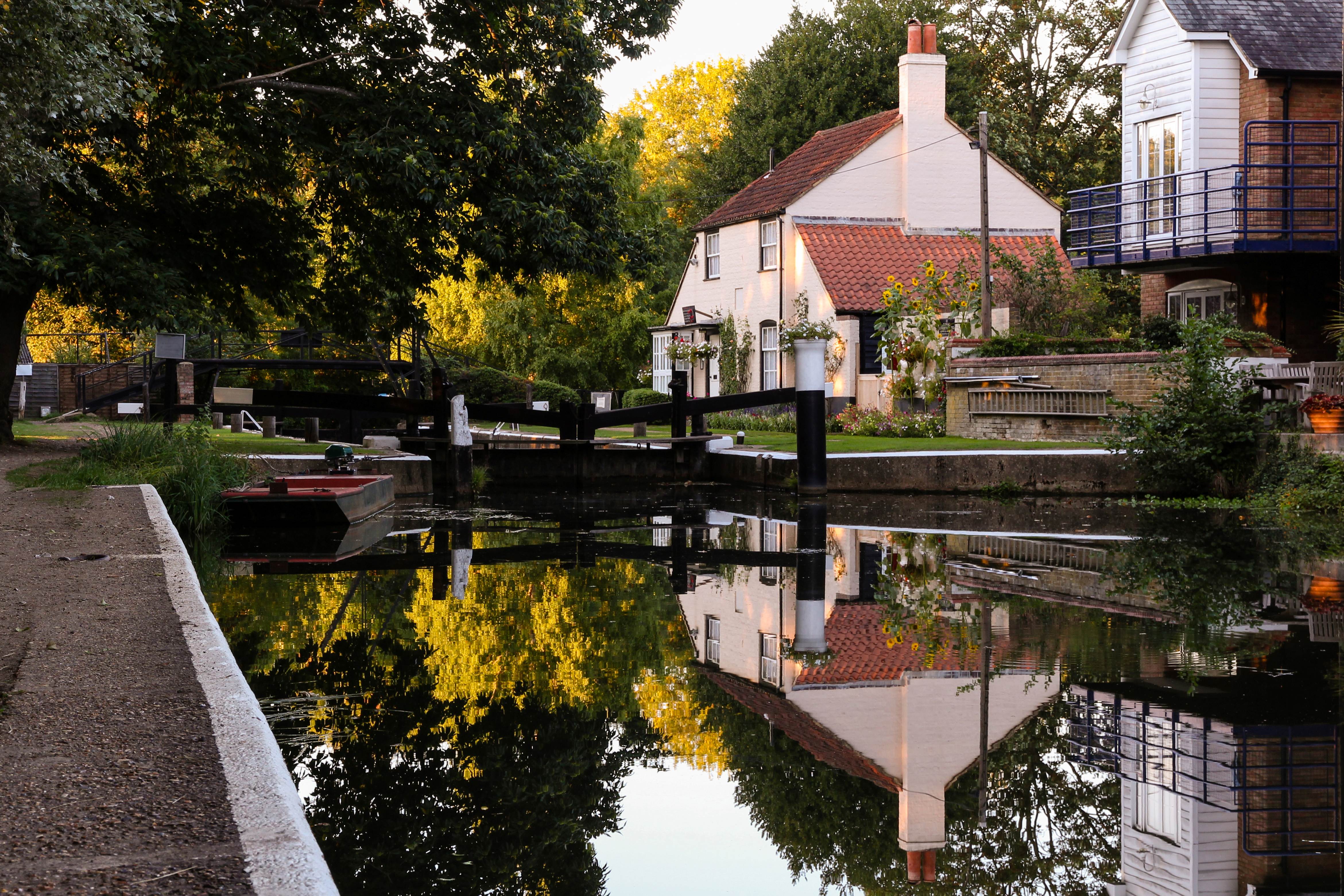 The lock keepers cottage along the River Wey Navigation canal near Weybridge.