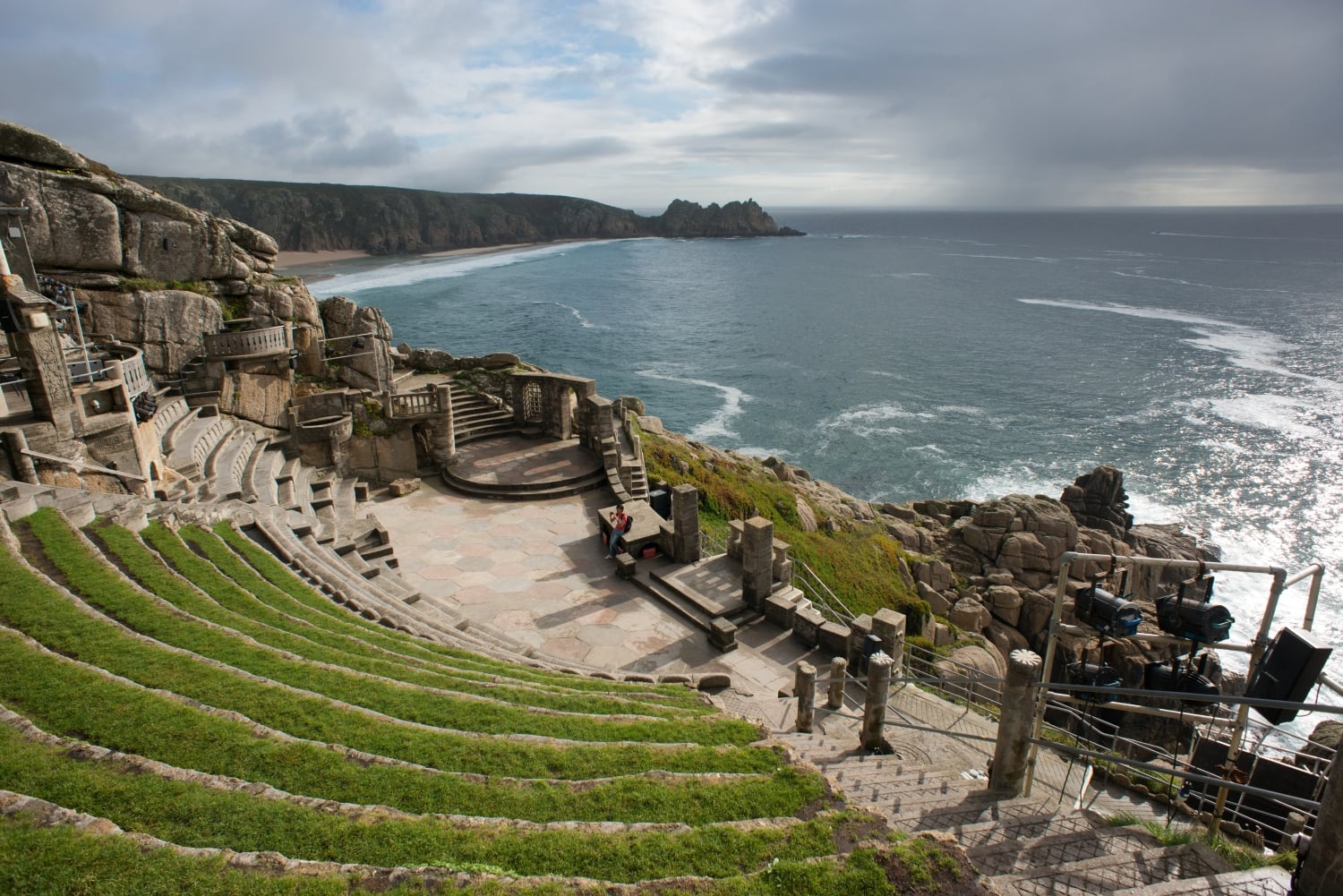 The cliff-top Minack Theatre overlooking the Cornish coast.