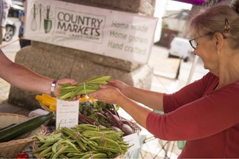 a person buying produce from a market