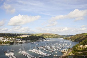 The view from Kingswear showing a variety of boats in the water
