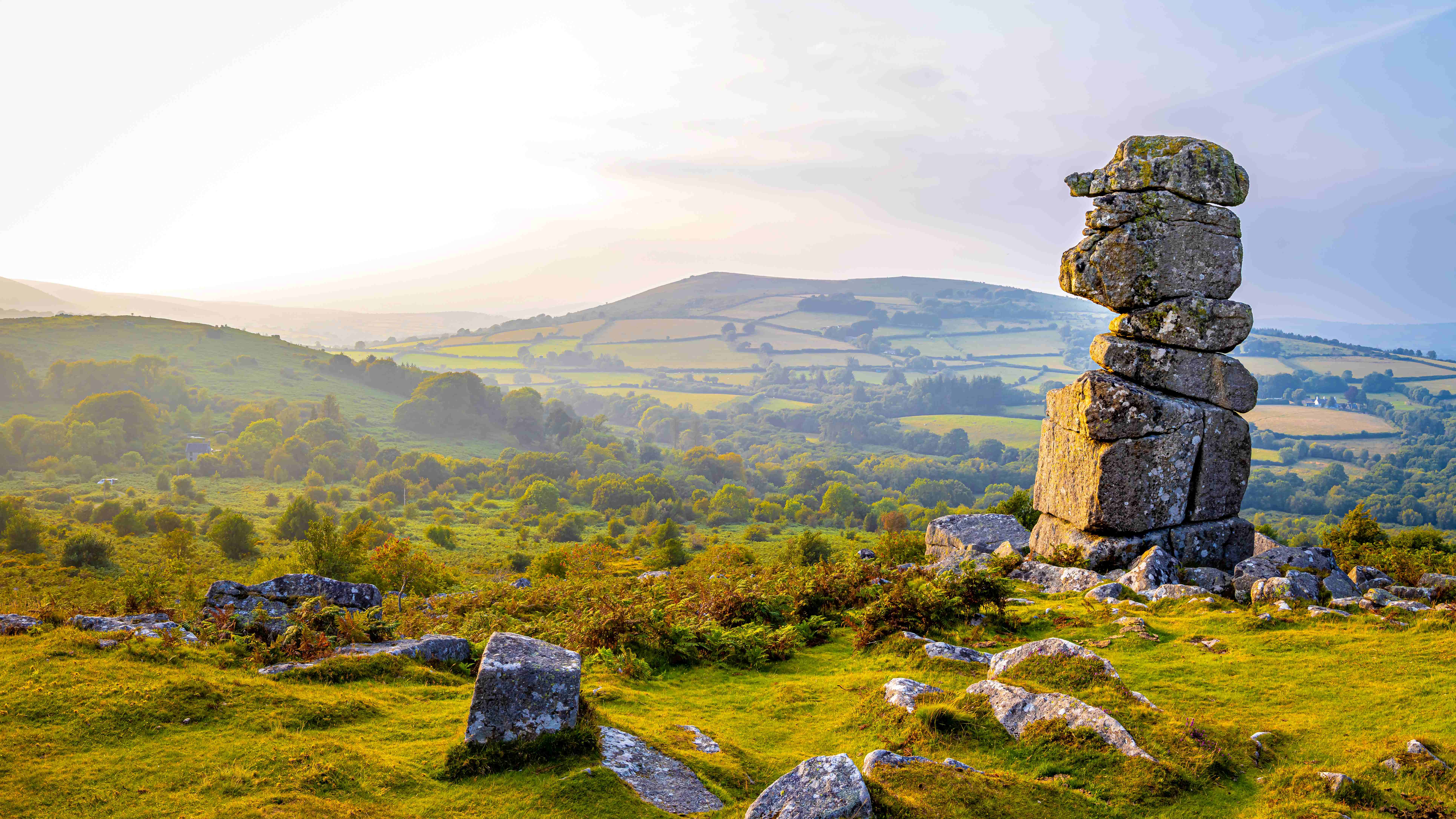 A view of Bowerman's nose in Dartmoor National Park, a vast moorland in the county of Devon, in southwest England.