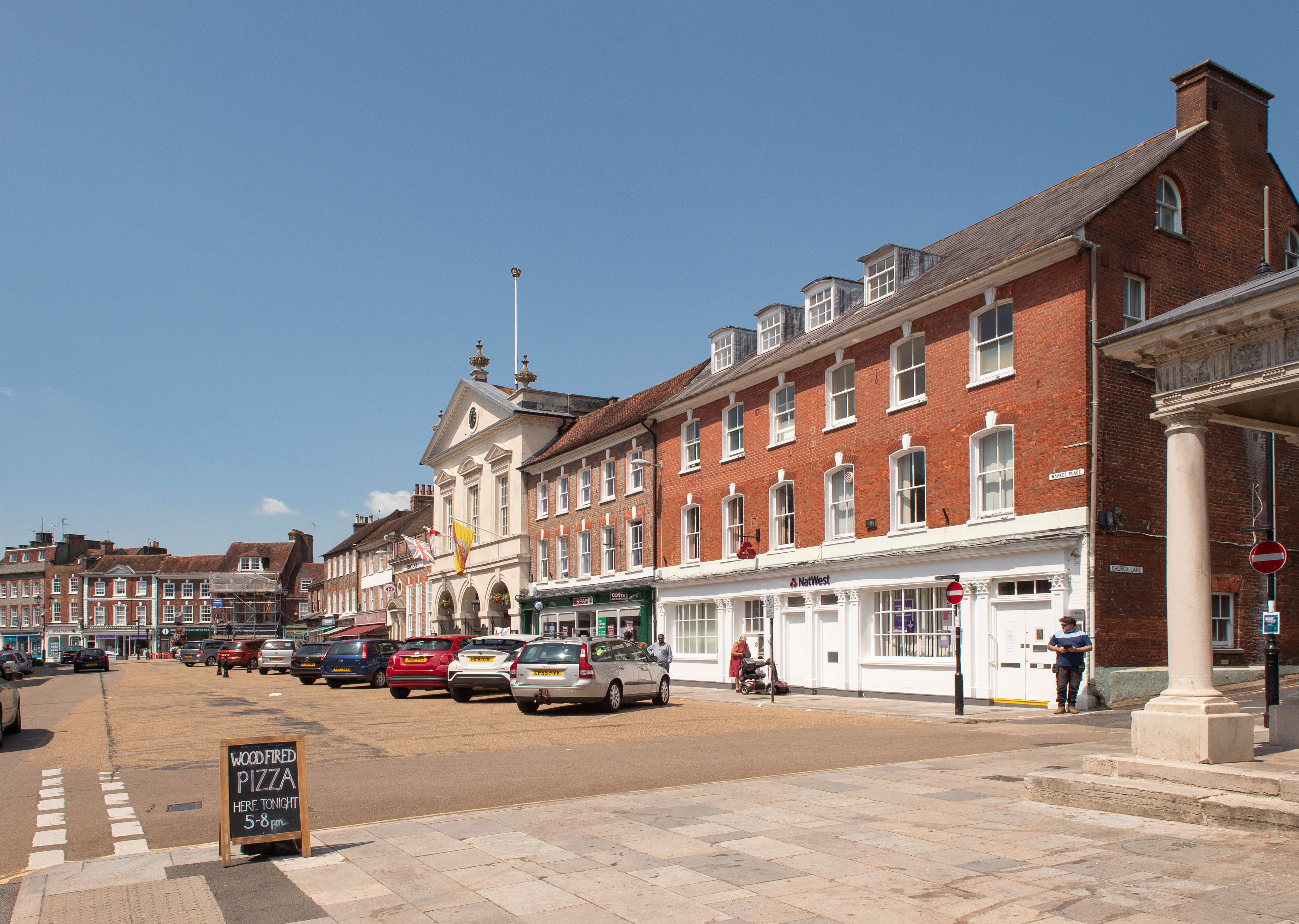 A large building in Blandford St Mary village centre.