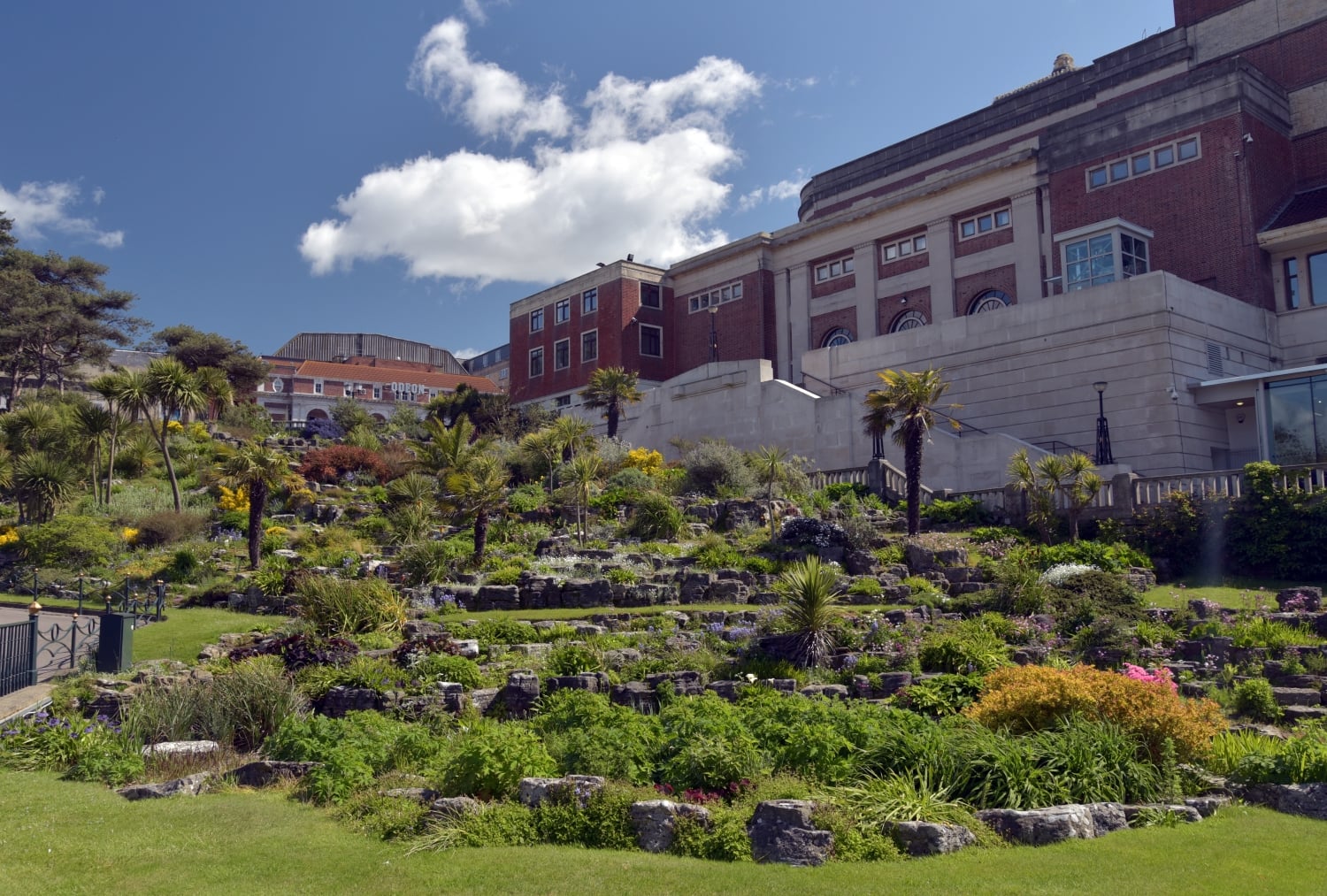 Gardens in front of the Pavilion Theatre in Bournemouth, Dorset.