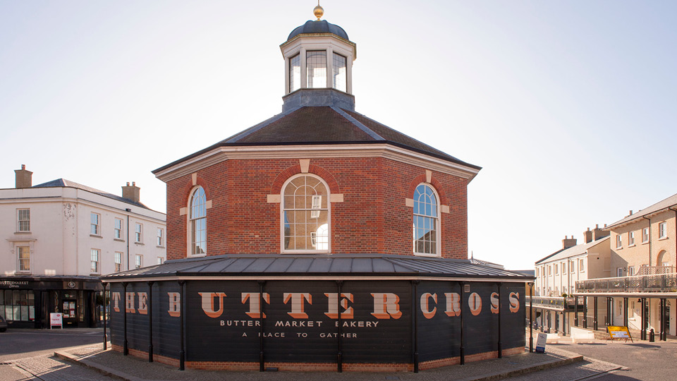 a brick building with a large tower