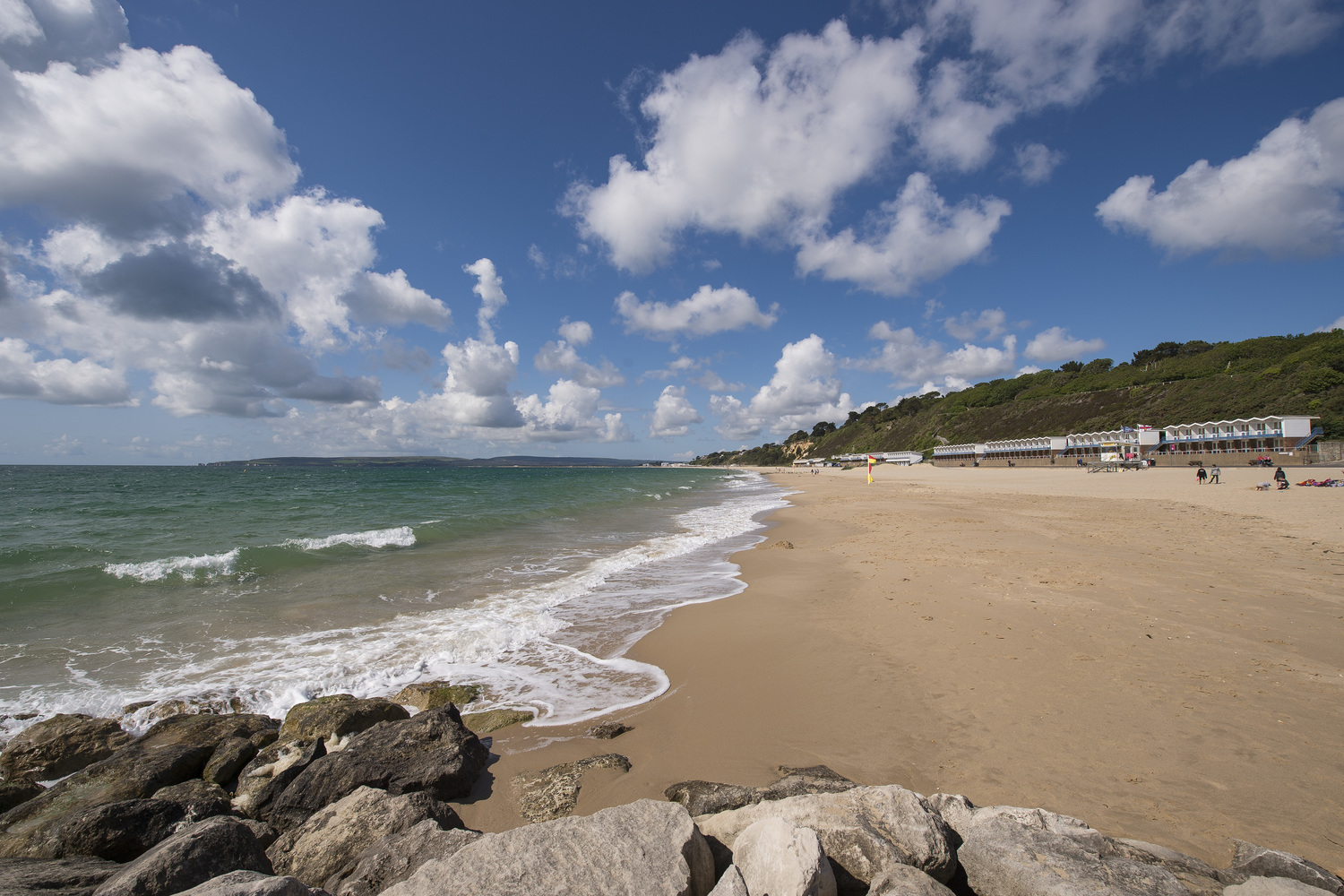 Sandbanks Beach on the Dorset coast, featuring wide sandy beaches and sea views.