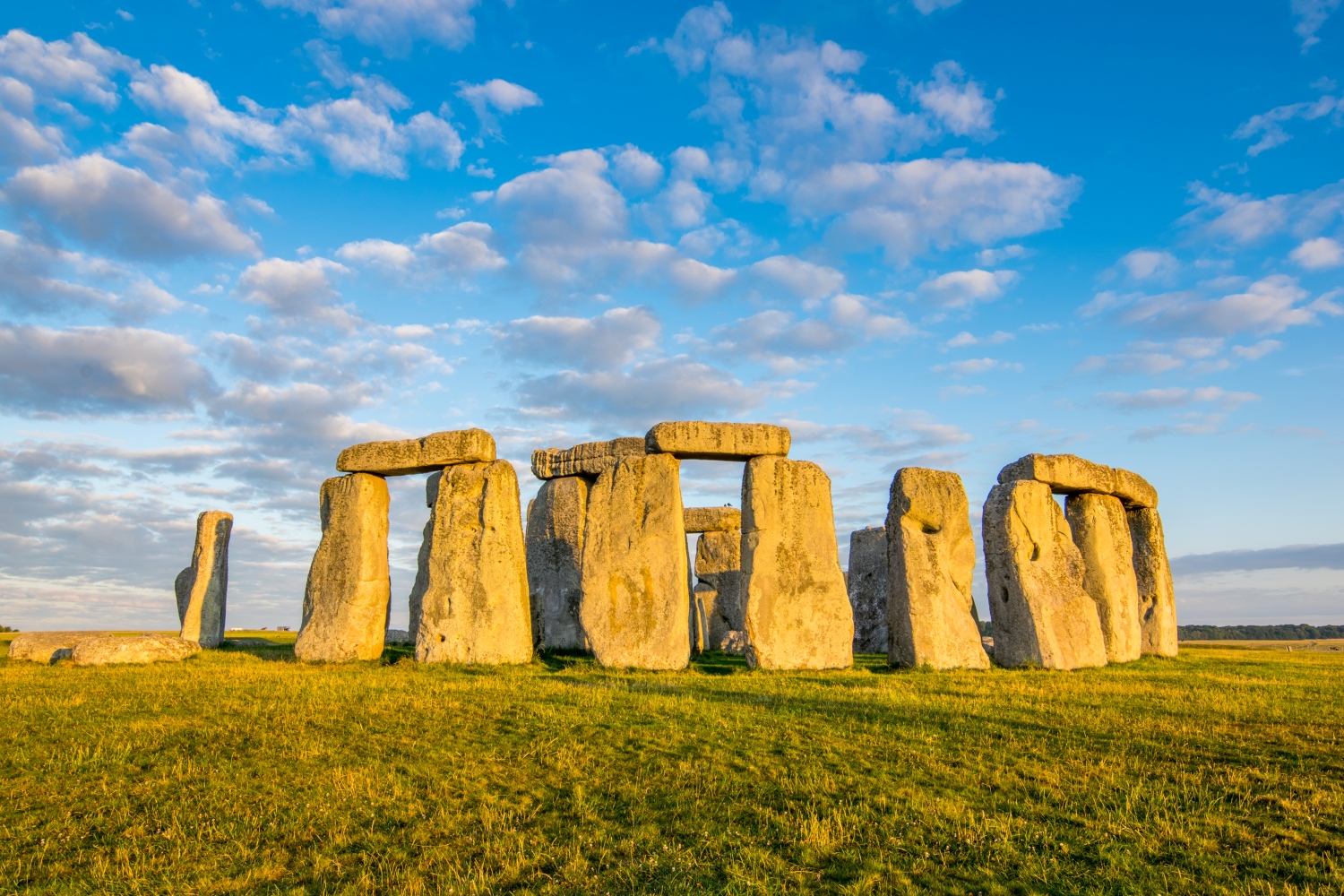 The world famous Stone Circle at Stonehenge on a sunny day.