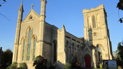 a large church with a steeple