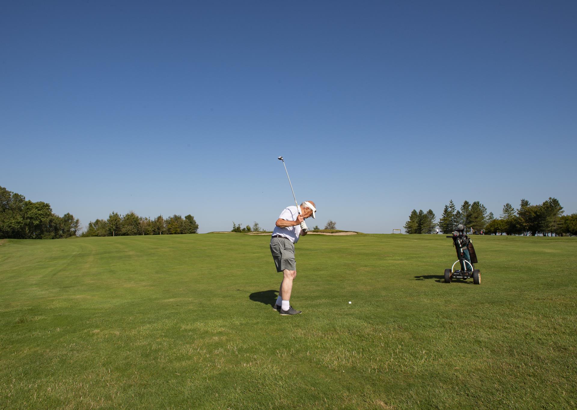a person playing golf