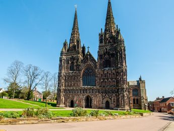 a large church with Lichfield Cathedral