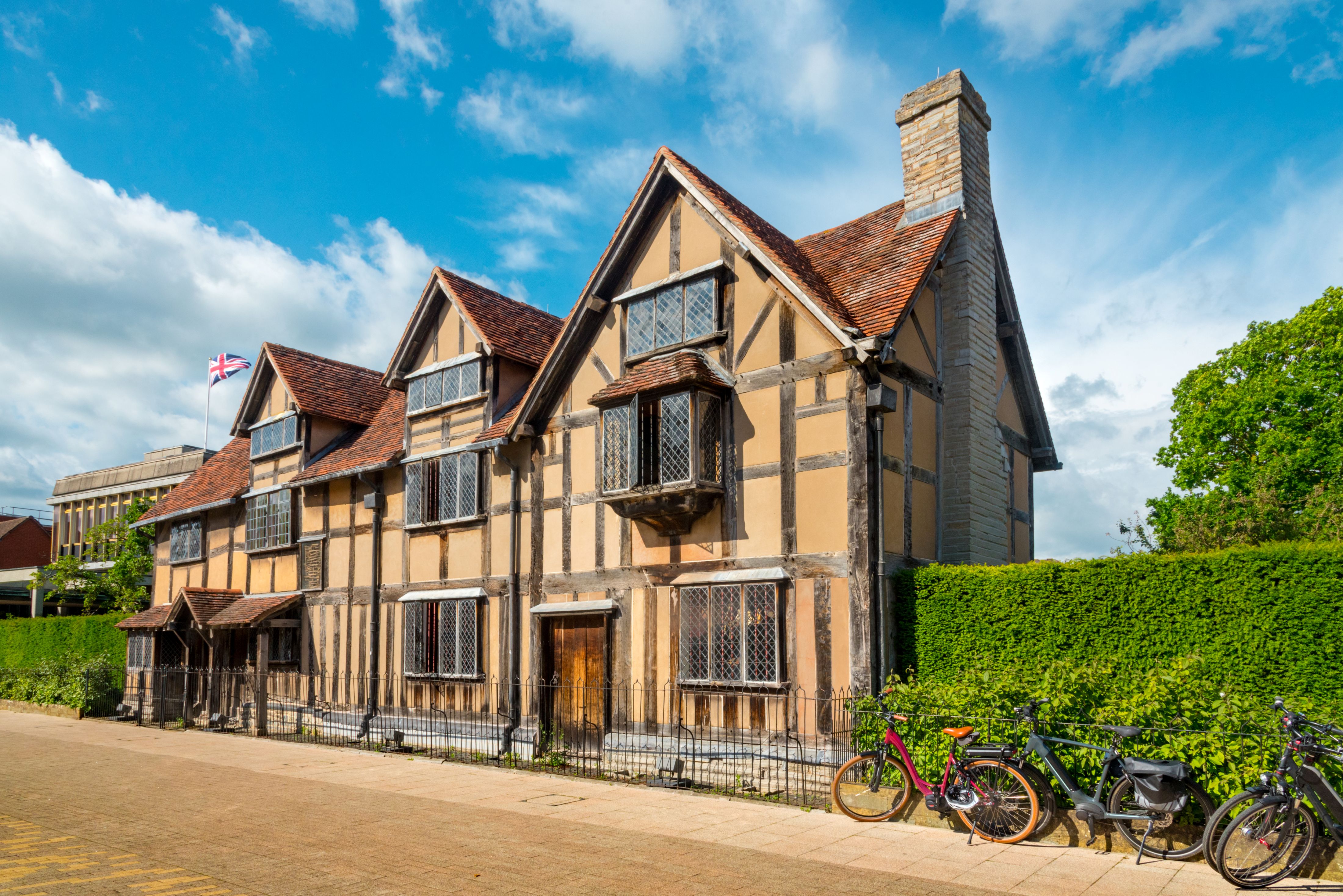 Famous playwright Shakespeare's birthplace, tudor half-timbered house in the medieval old town of Stratford-upon-Avon