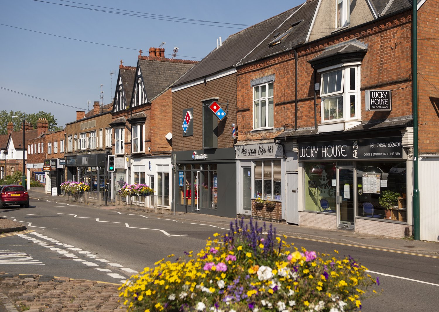 Shops and restaurants in the village of Studley, Warwickshire