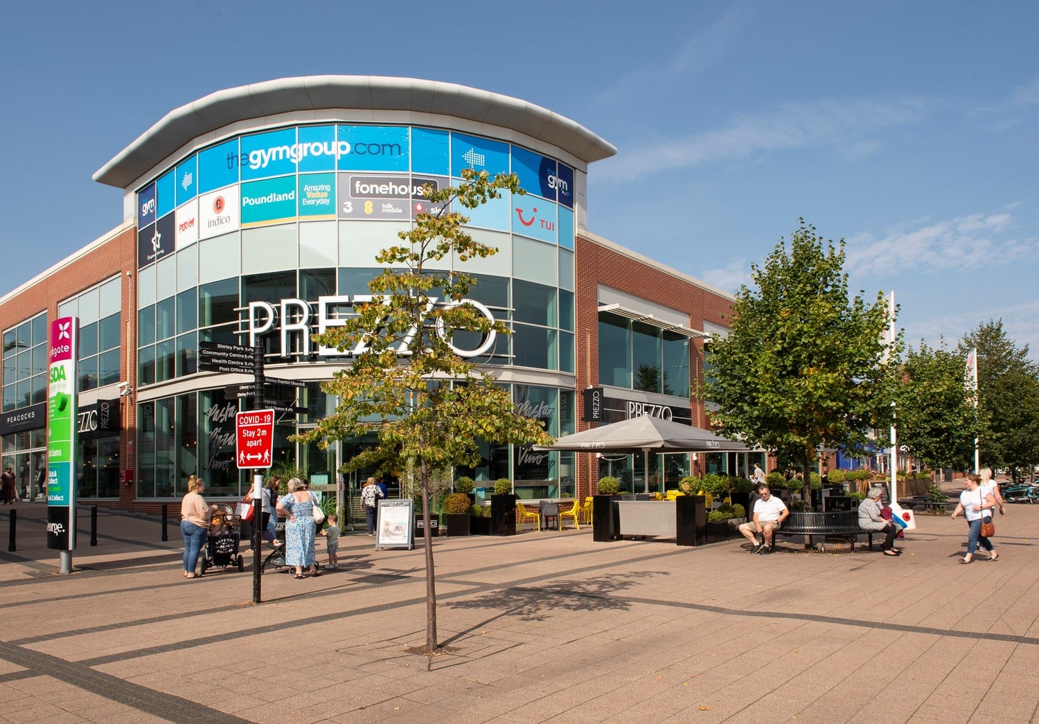 Exterior of a shopping centre in Shirley.