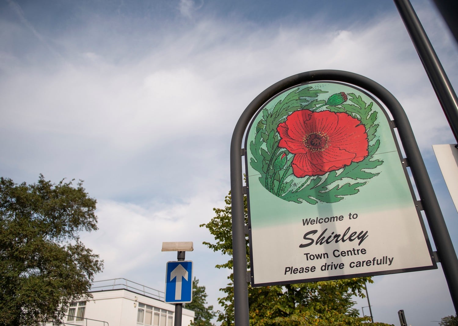 Welcome sign for the town of Shirley.