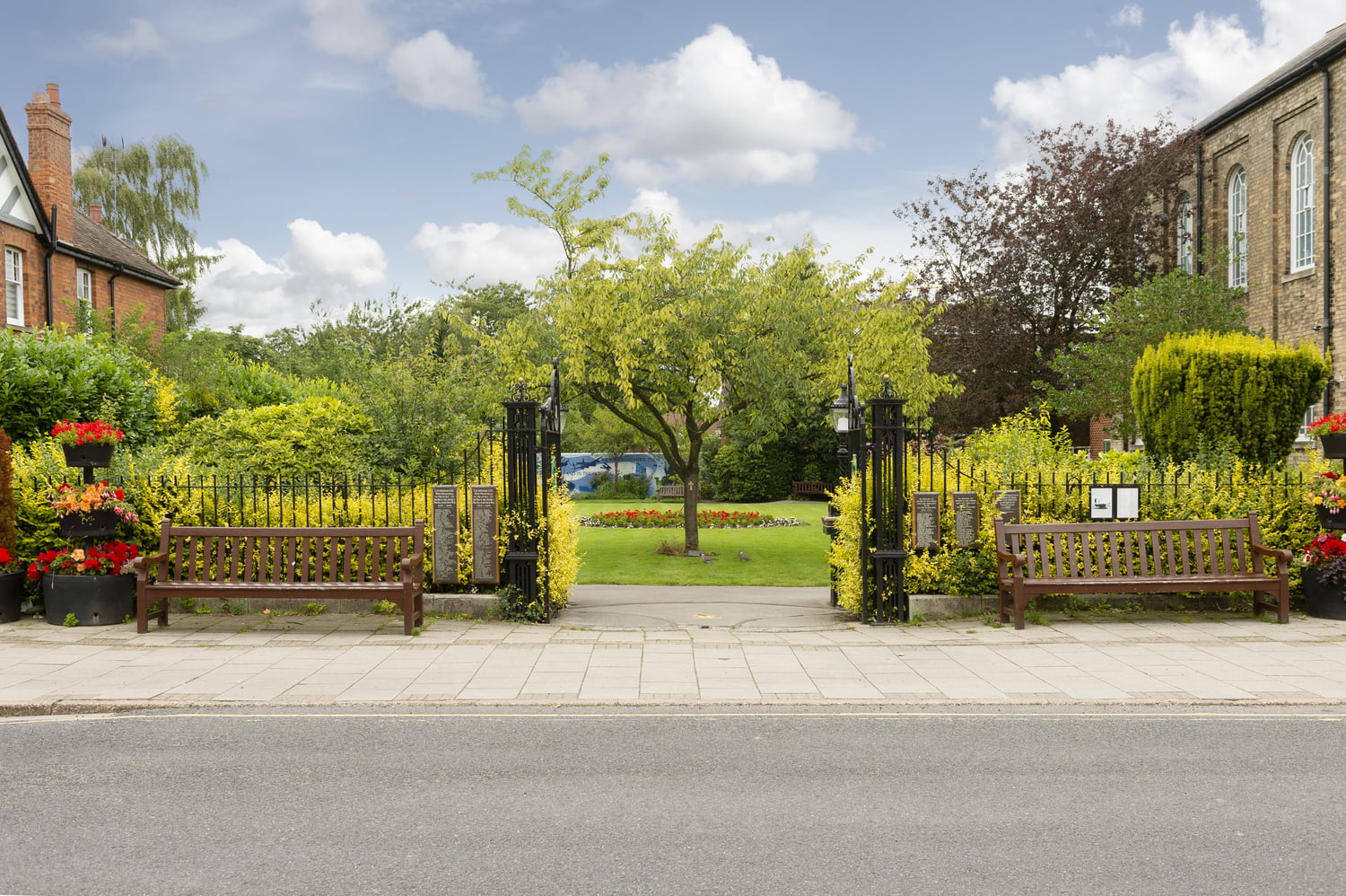 Open gates leads into Memorial Park Gardens in Cottingham.