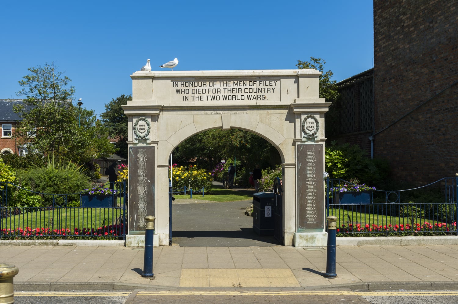 Filey War Memorial Archway, the entrance to the town's war memorial gardens.