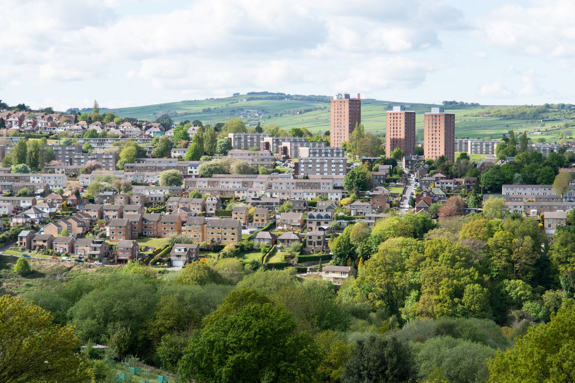 a view of Stannington buildings and countryside