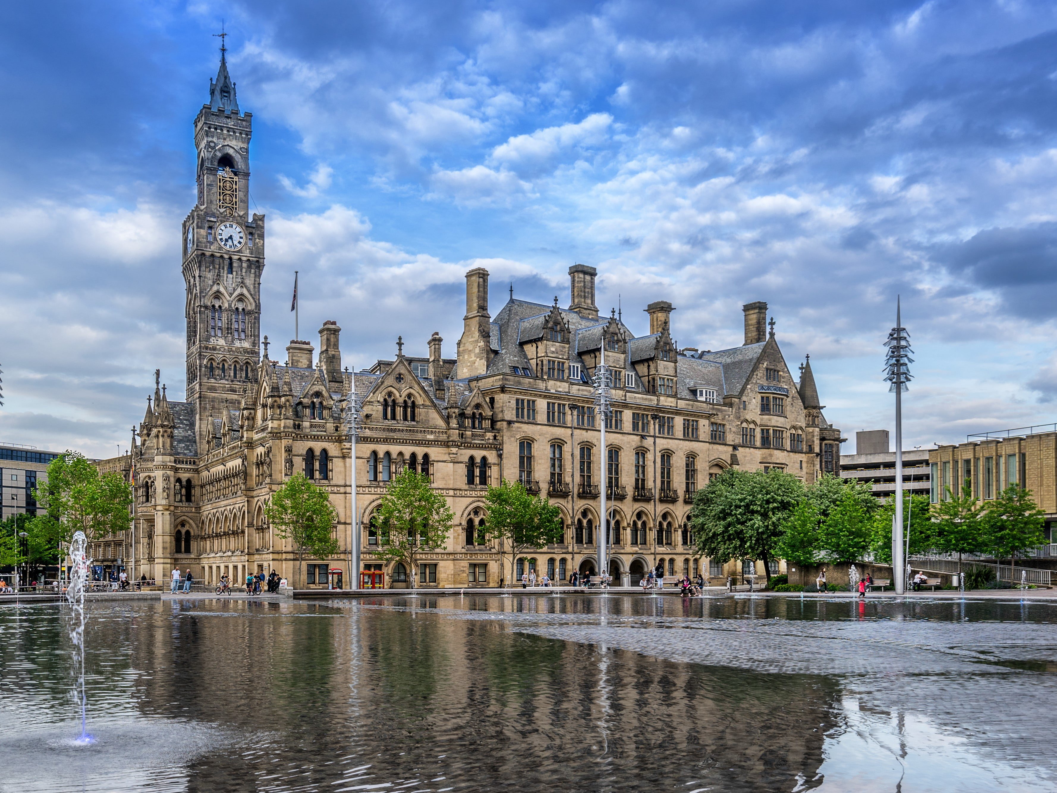 a large building with a tower