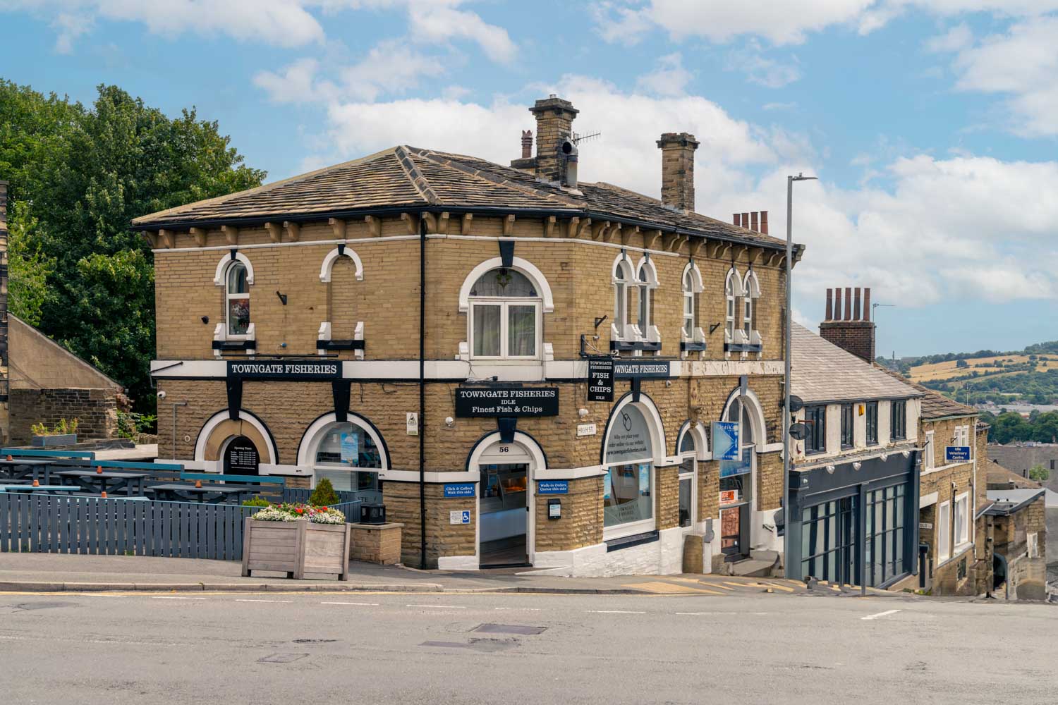 a building with a fence around it