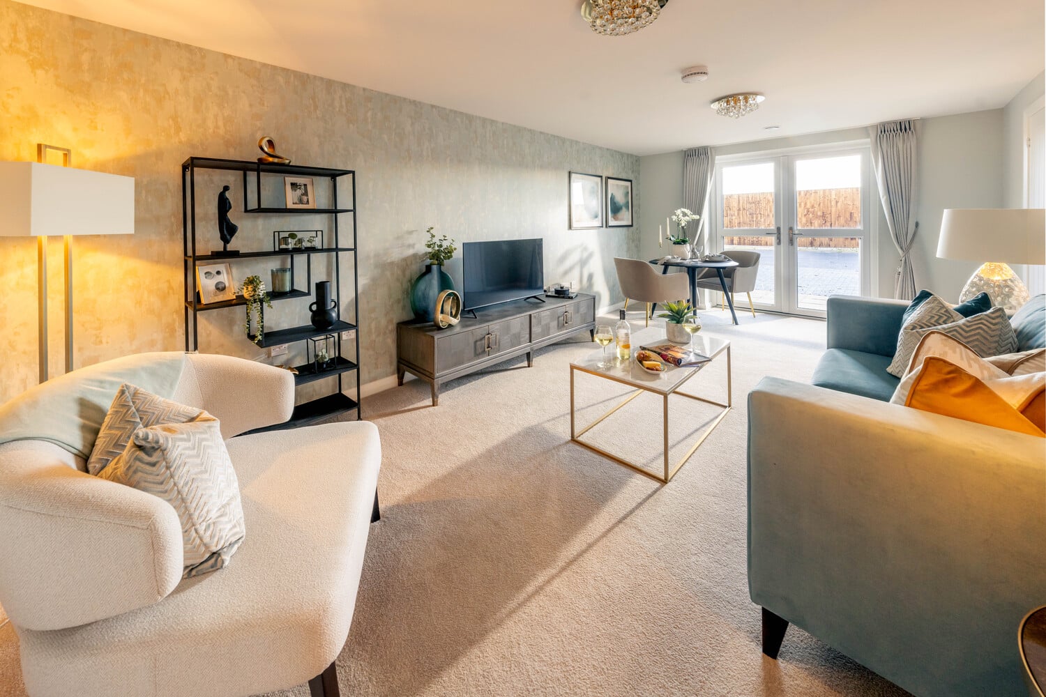 Interior of a retirement bungalow showing living area and furnishings.