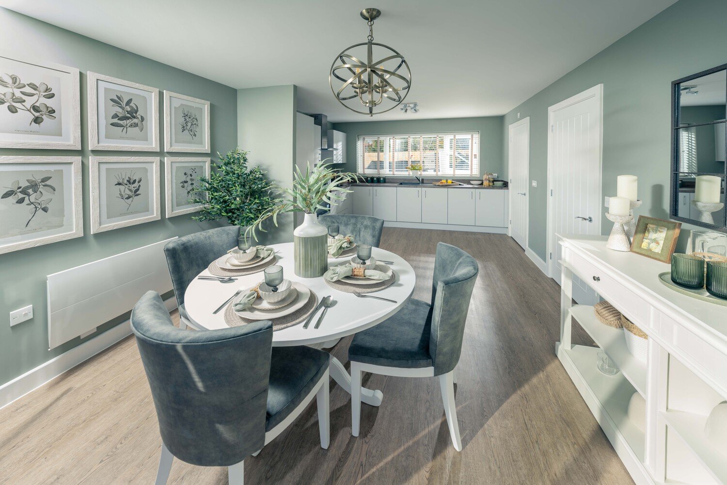 A retirement living bungalow kitchen dining room.