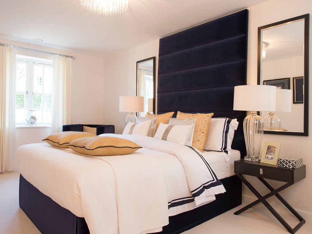 a bedroom with a large bed