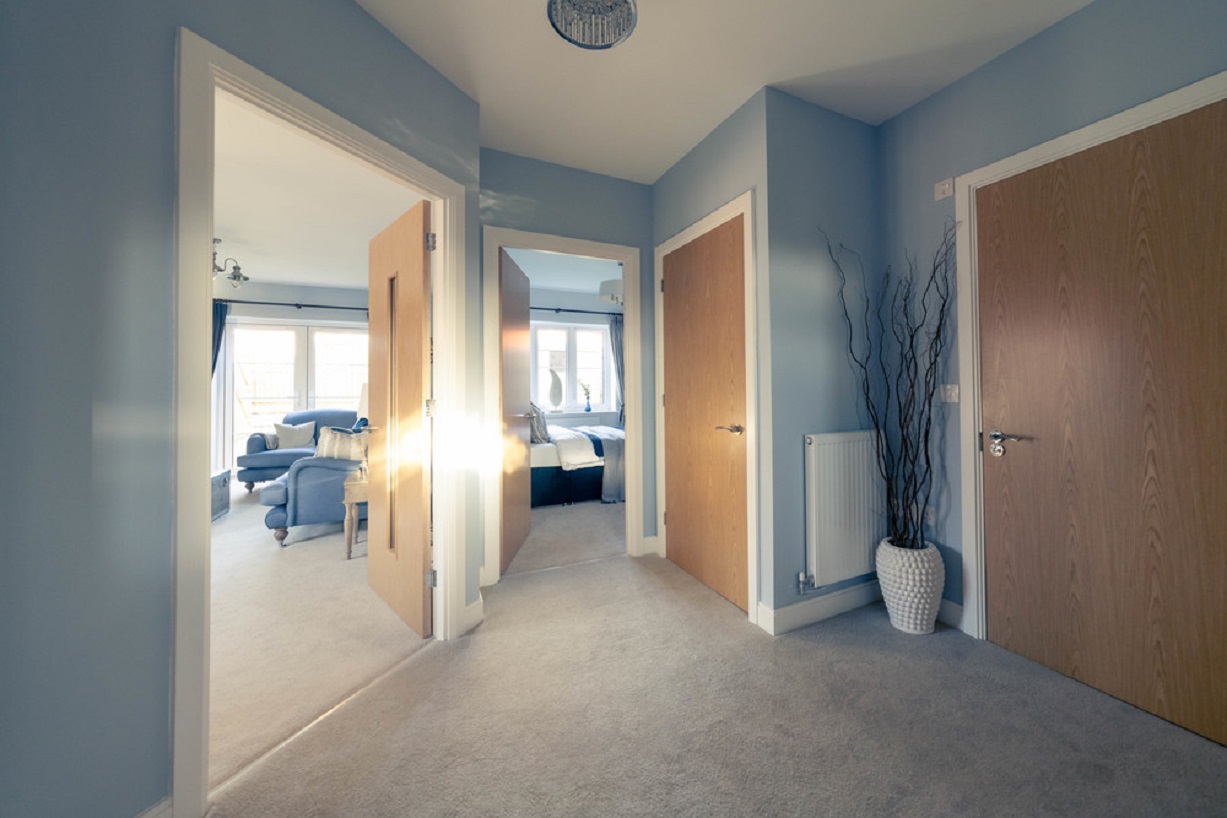 An example of an open-plan hallway to facilitate senior living in our retirement bungalows 