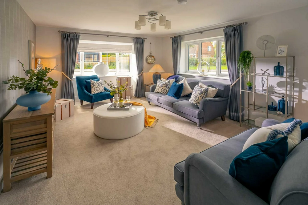 An example of a spacious, modern living room to highlight the ergonomic design of our retirement bungalows