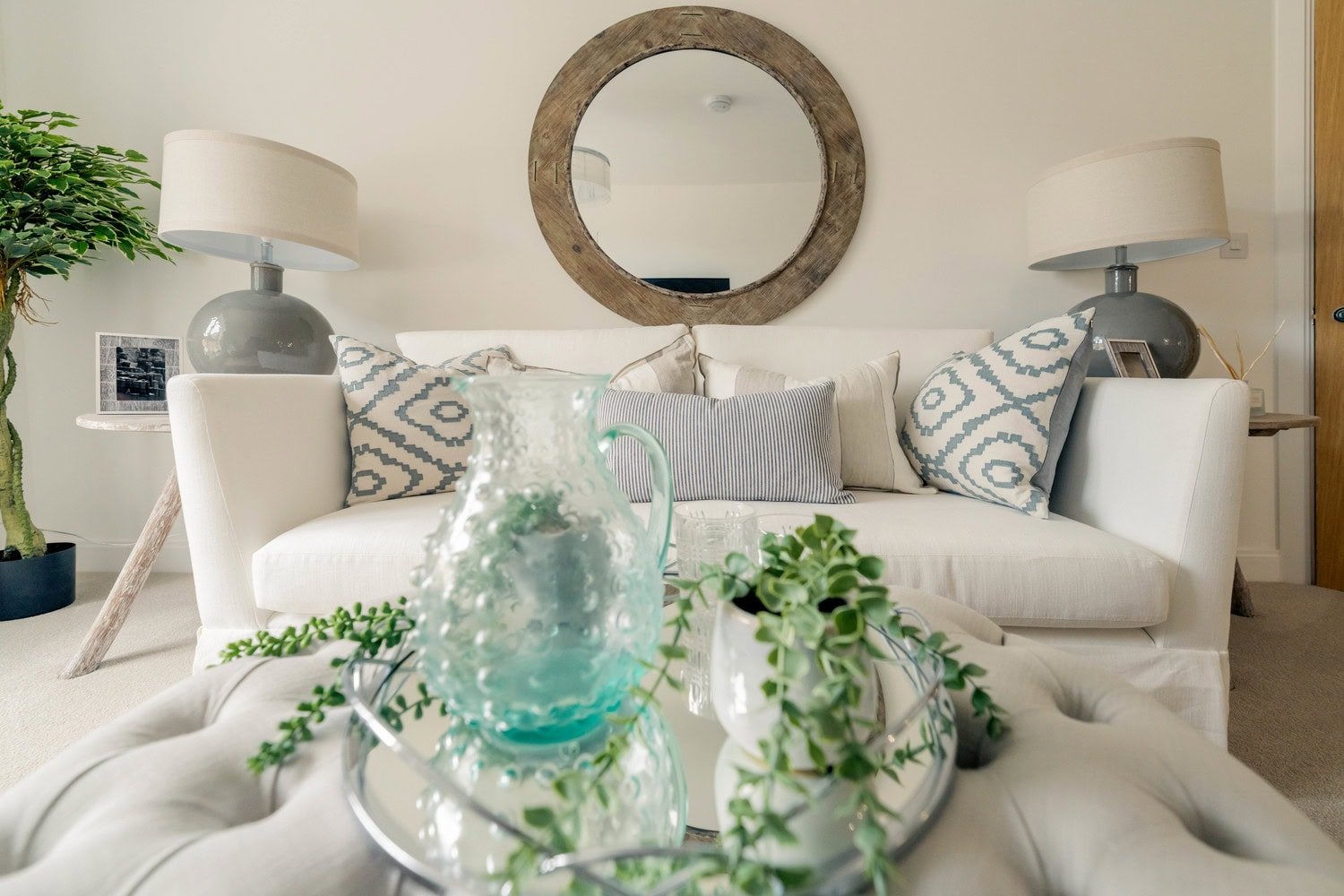 The comfortable, open-plan living area of a retirement home by McCarthy Stone