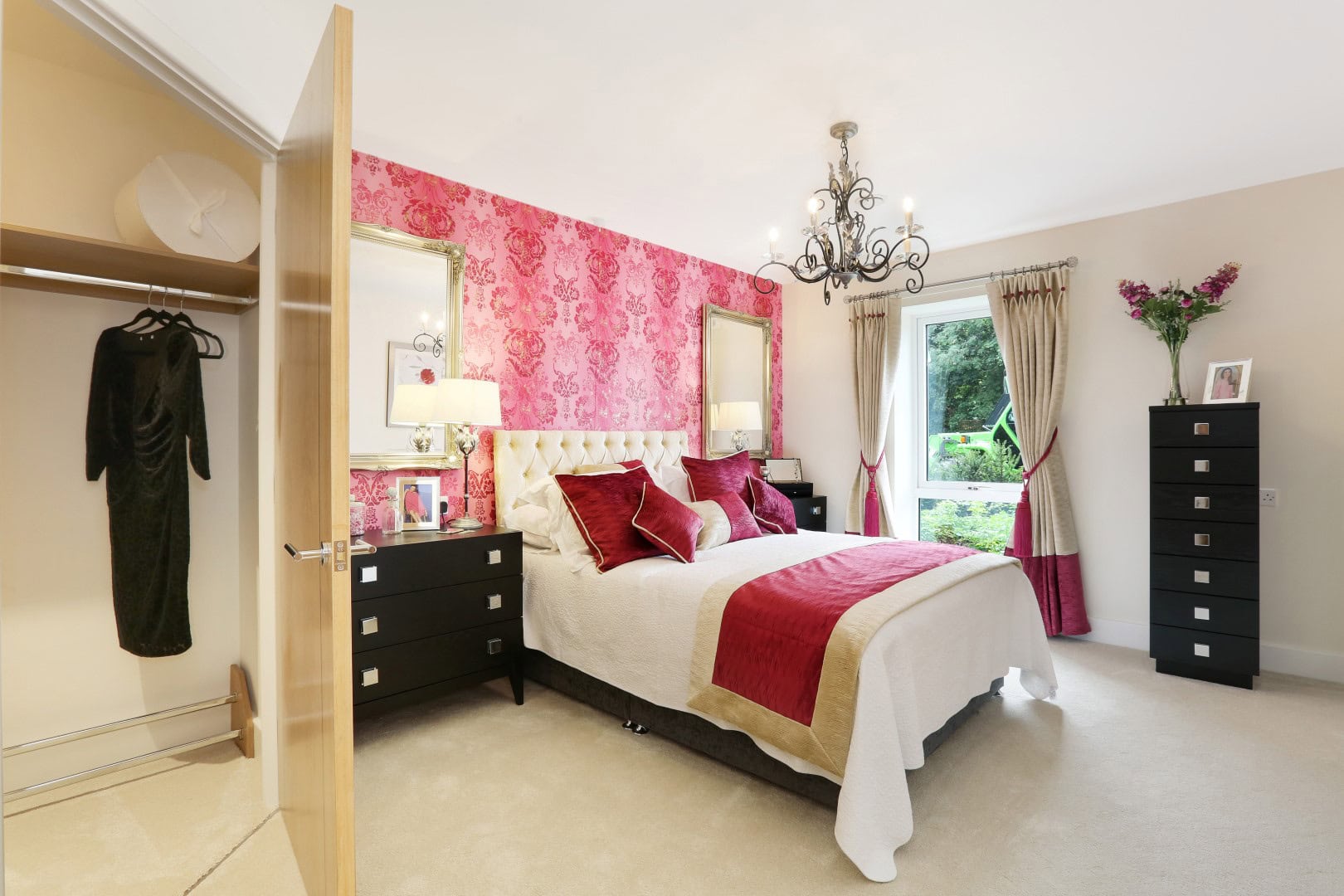 A bright and airy bedroom of a retirement property by McCarthy Stone