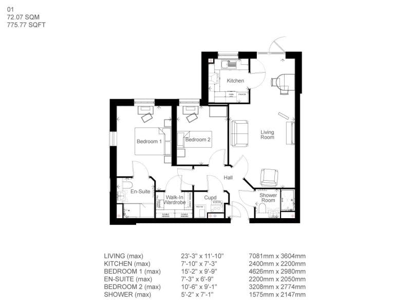 Apartment 1 floor plan