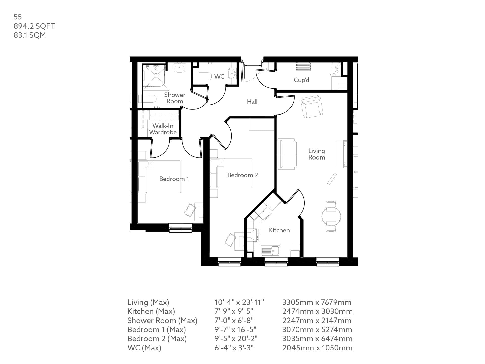 Apartment 55 floor plan